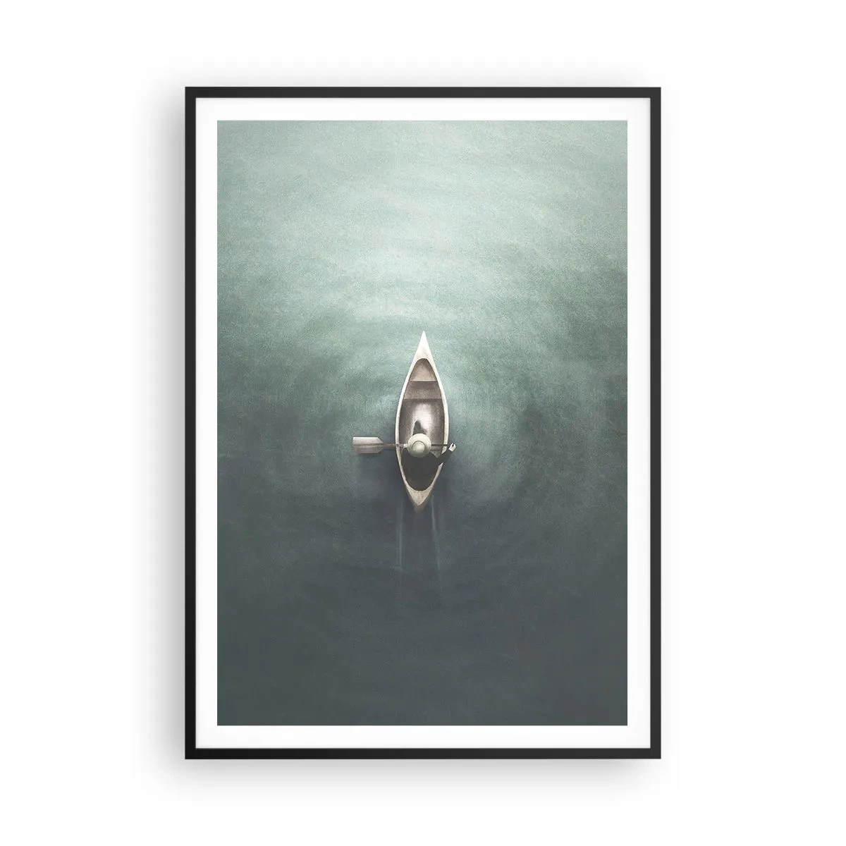 Póster en marco negro - A través de un lago iluminado por la luna - 70x100 cm