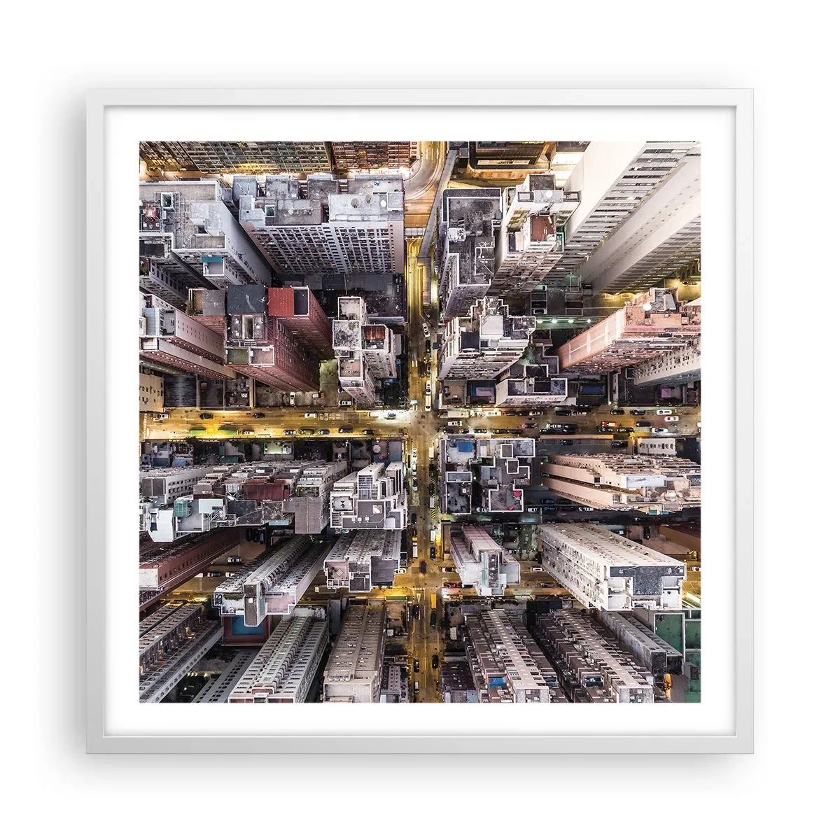 Póster en marco blanco - Saludos desde Hong Kong - 60x60 cm