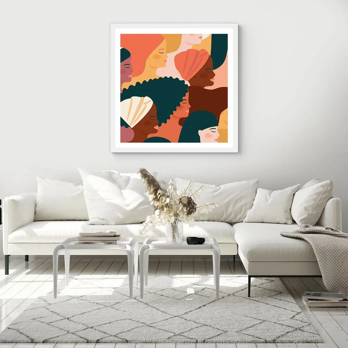 Póster en marco blanco - La feminidad - 30x30 cm