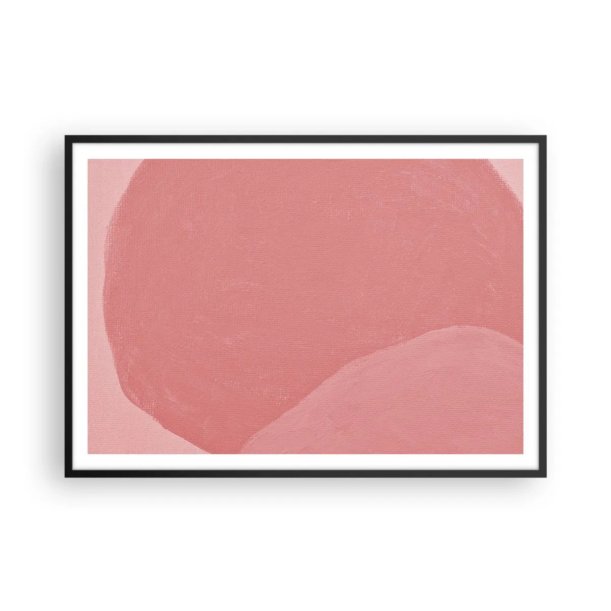 Póster en marco negro - Abstracción delicada en tonos rosa, formas orgánicas y minimalismo. - 100x70cm - Composición orgánica en rosa - Decoración de pared moderna para salón y dormitorio ARTTOR