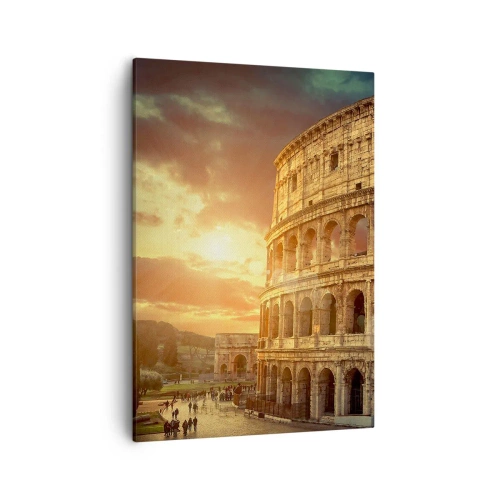 Cuadro sobre lienzo - Impresión de Imagen - El Coliseo de Roma al atardecer - 50x70cm - Una impresión colosal - Decoración de pared moderna para salón y dormitorio ARTTOR