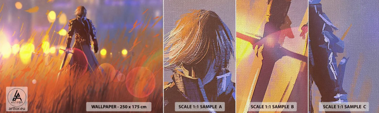 Muestra de fotomural Premium Canvas - El caballero equivocado - Abstracción, Fantasía, Guerrero - 100x30 cm