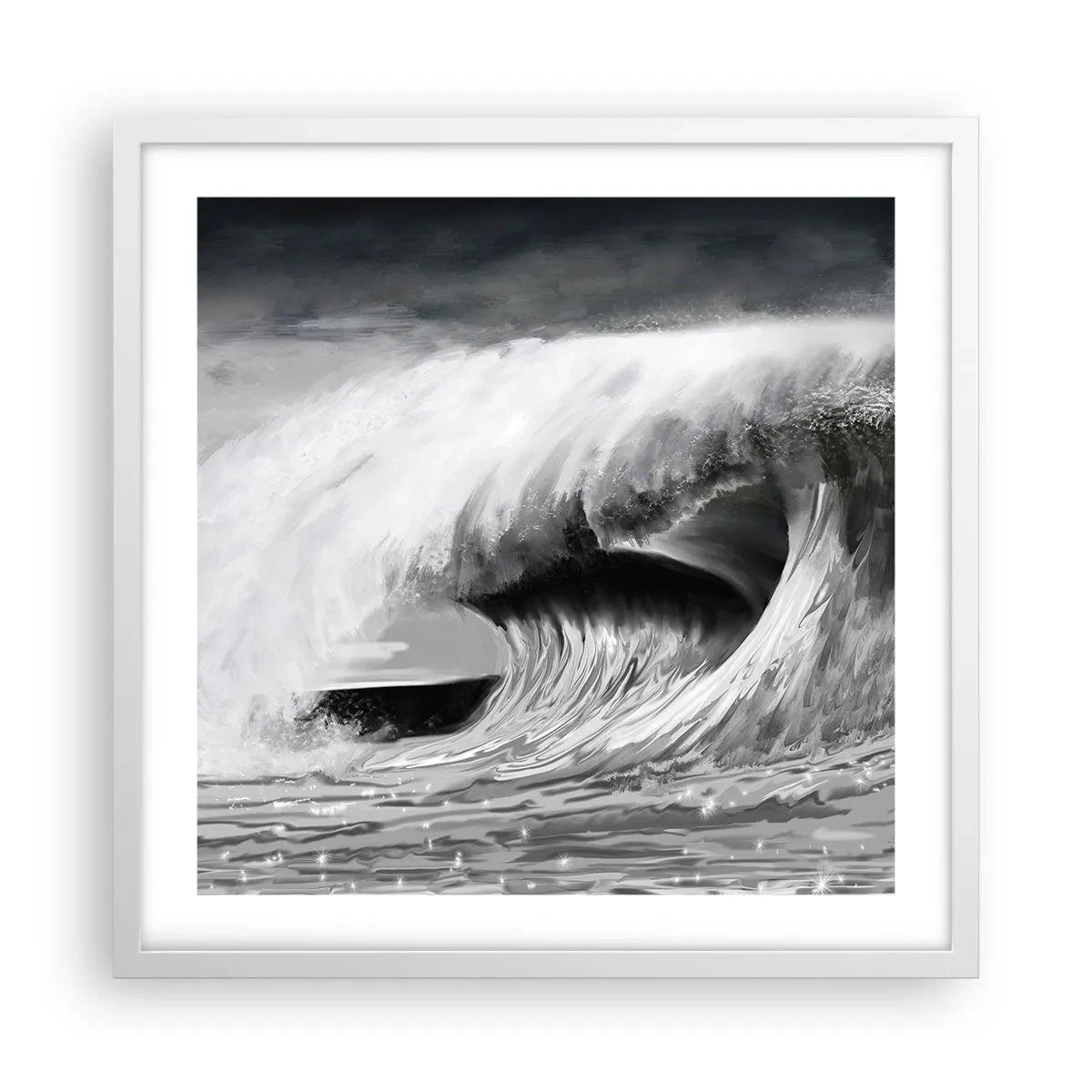 Póster en marco blanco - La ira del océano - 50x50 cm
