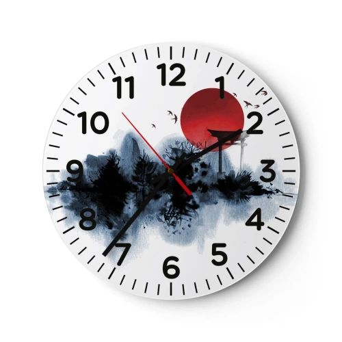 Reloj de pared - Reloj de vidrio - Visión japonesa - 30x30 cm