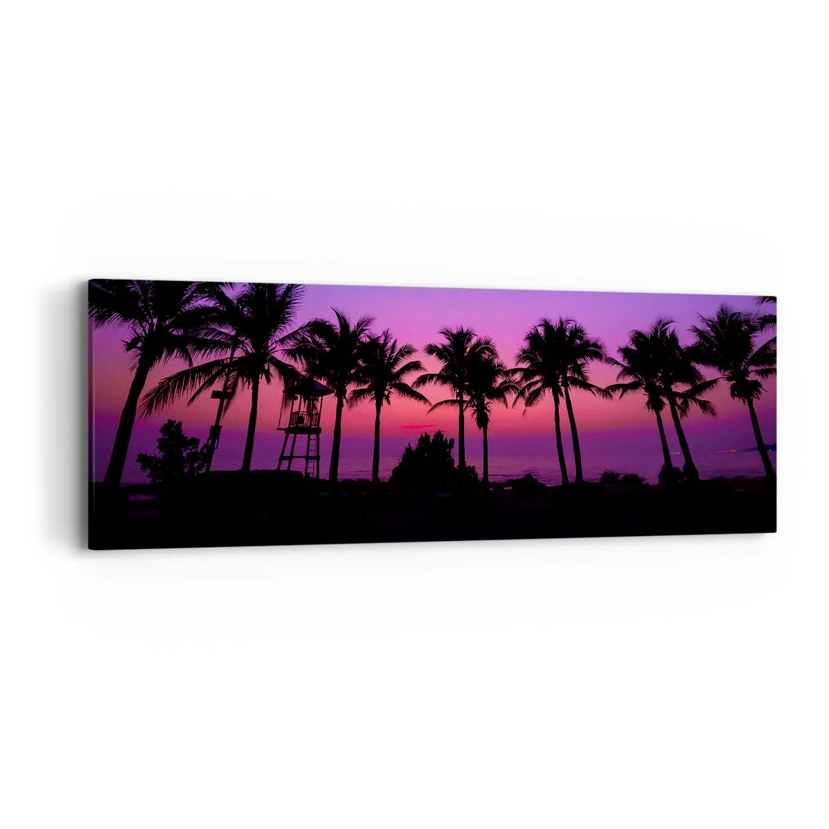 Cuadro sobre lienzo - Impresión de Imagen - Atardecer bajo las palmeras - 90x30 cm