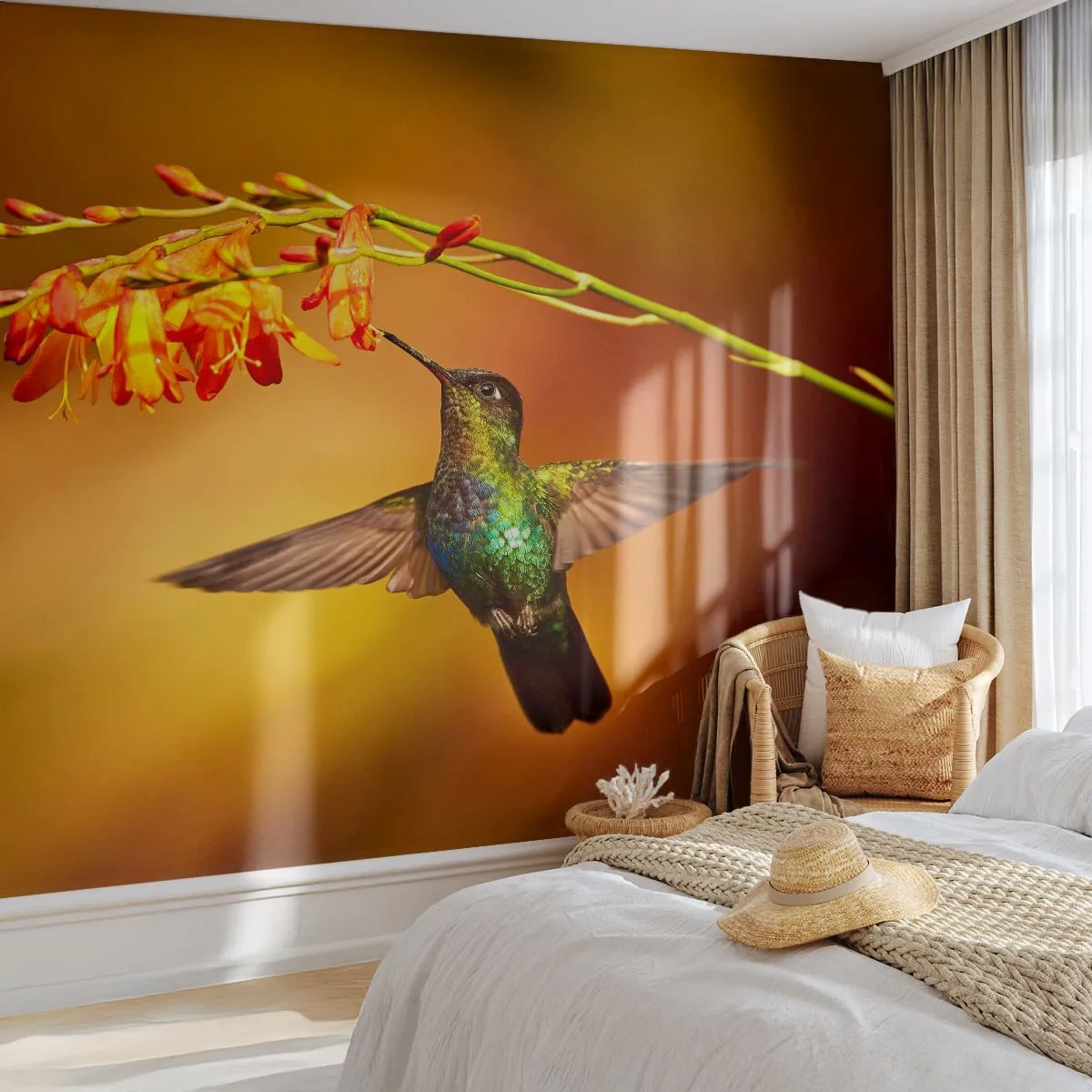 Fotomural Autadhesivo Deluxe Sticker - Mensajero de la luz - colibrí, Pájaro, Naturaleza - 500x350 cm