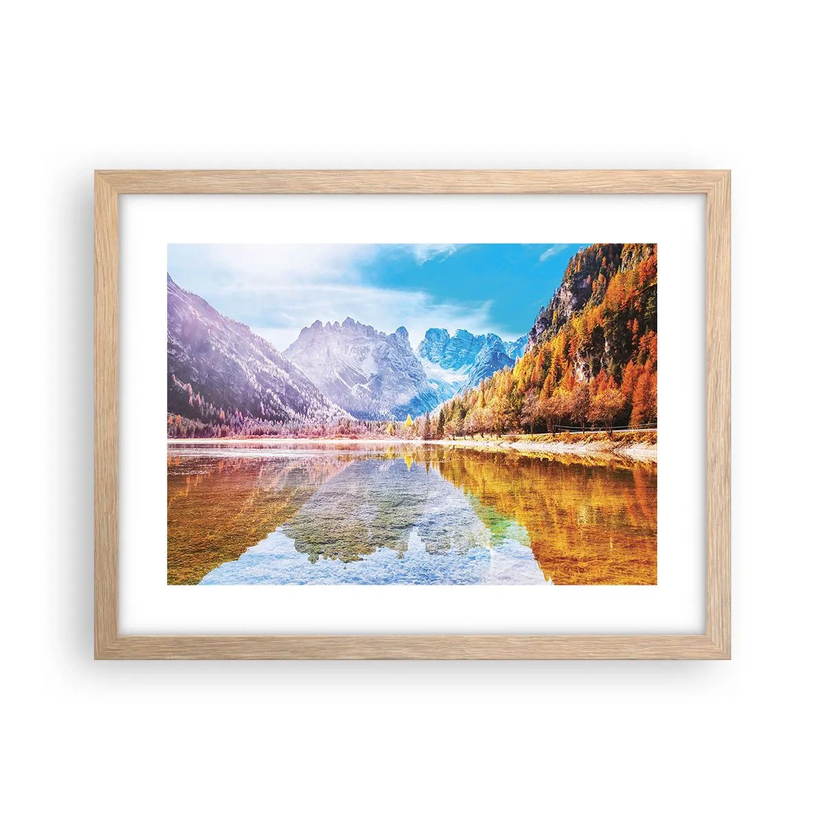 Póster en marco roble claro - Ya es otoño en las montañas - 40x30 cm