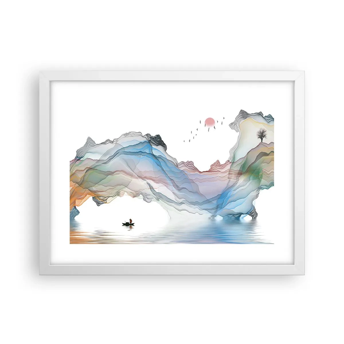 Póster en marco blanco - Hacia las montañas de cristal - 40x30 cm