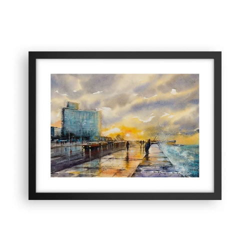Póster en marco negro - Vida en la orilla - 40x30 cm