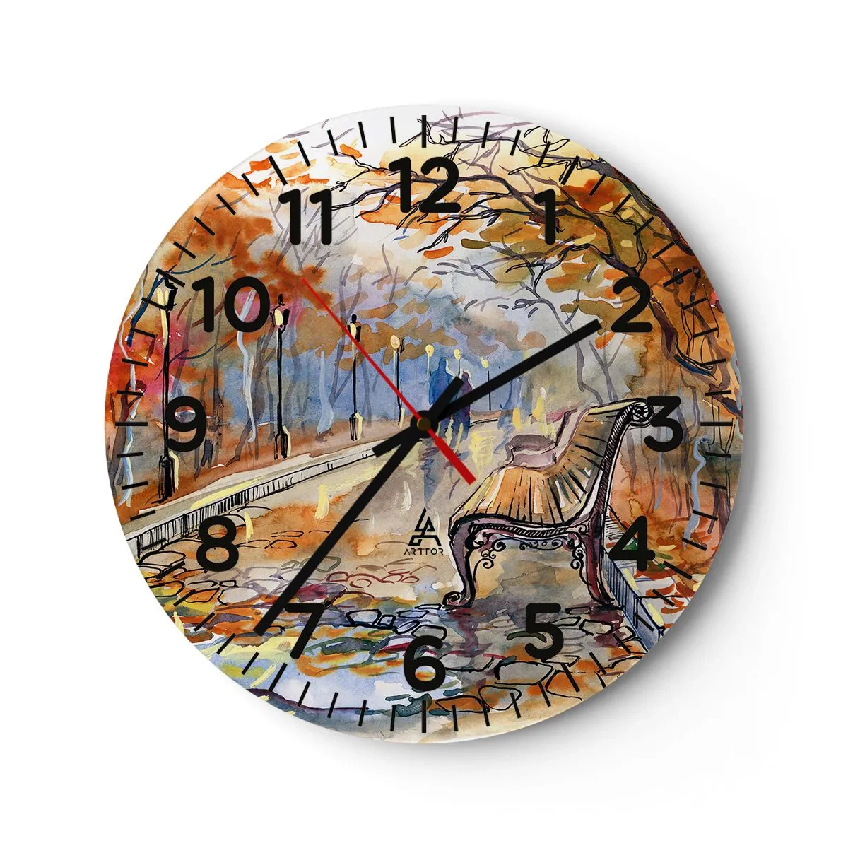 Reloj de pared - Reloj de vidrio - Caminemos juntos hacia el otoño - 40x40 cm