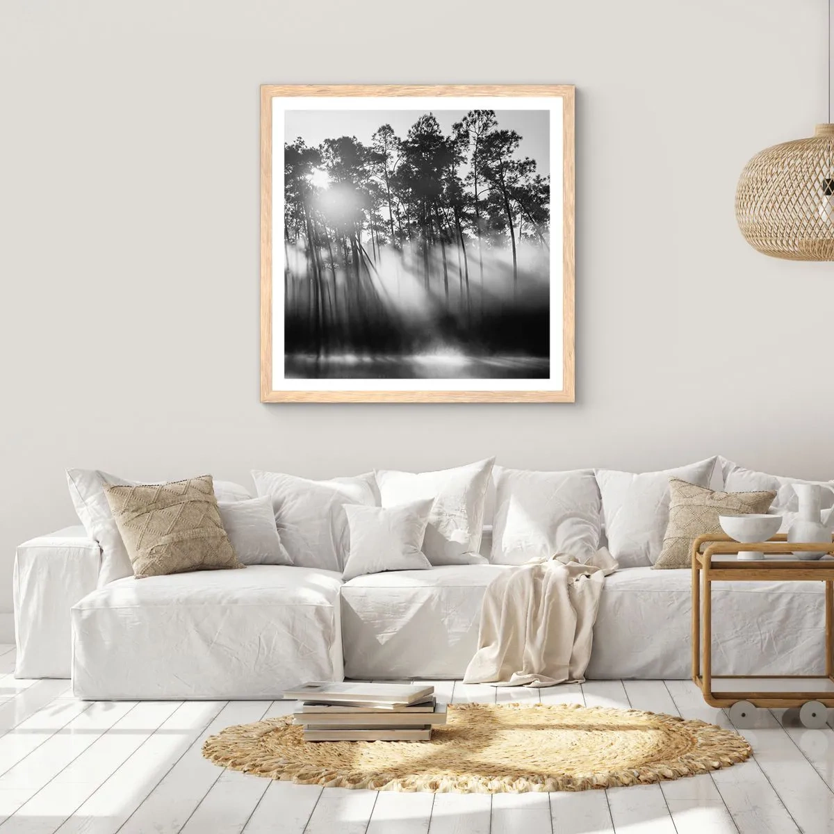 Póster en marco roble claro - Sol imparable - 40x40 cm