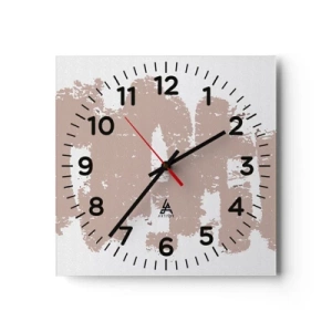 Reloj de pared - Reloj de vidrio - Abstracción en rosa suave - 30x30 cm