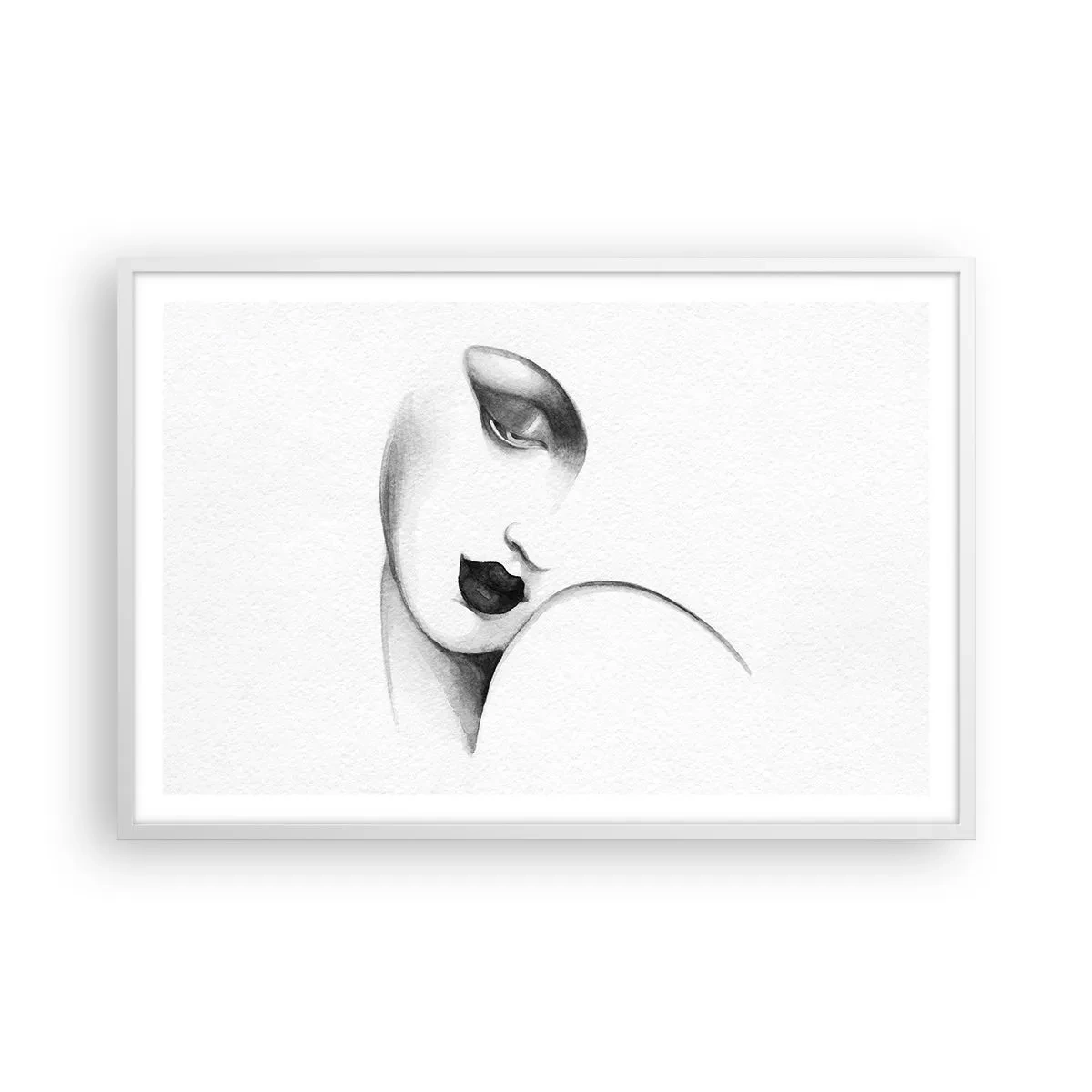 Póster en marco blanco - Pensativa - 91x61 cm