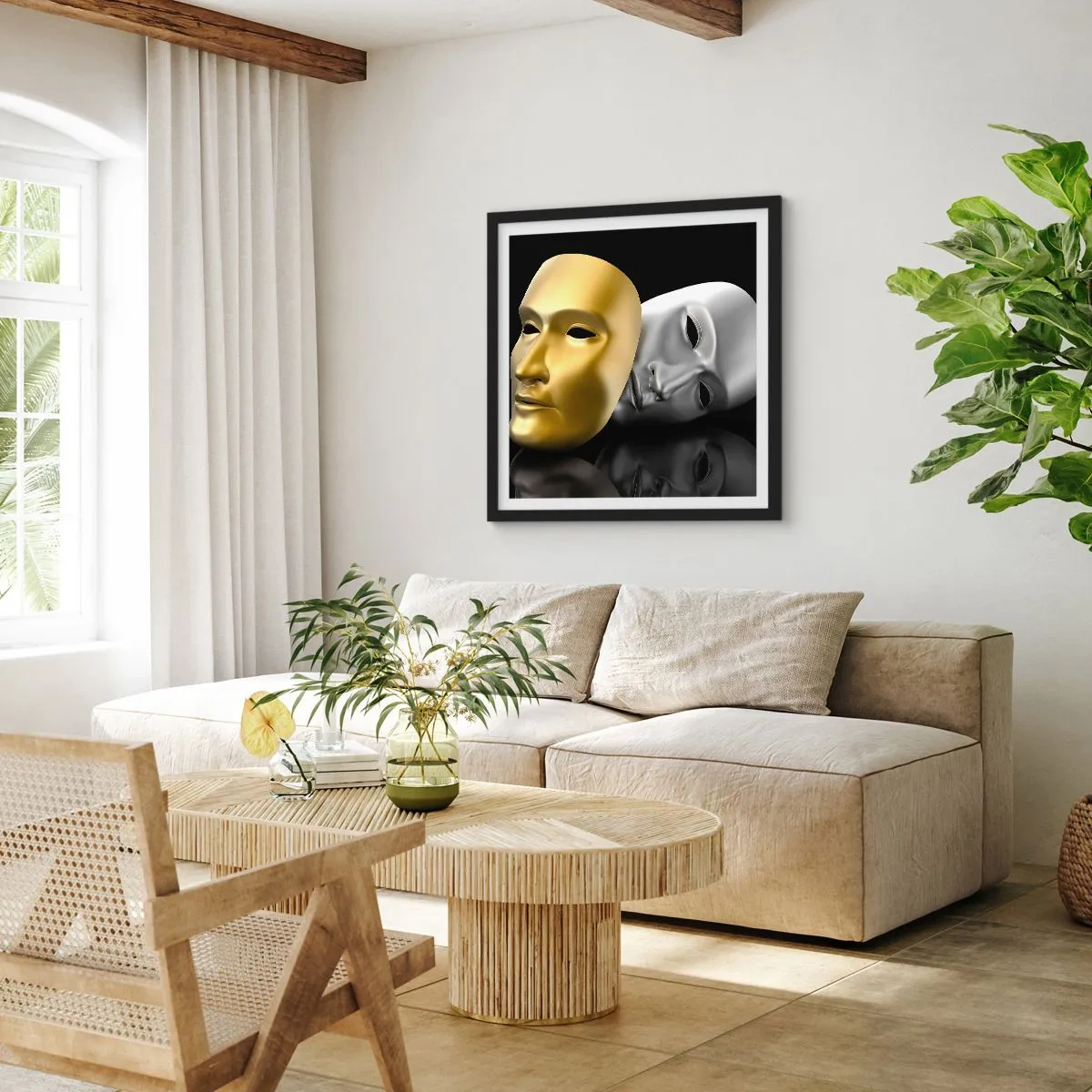 Póster en marco negro - La vida es un teatro - 60x60 cm