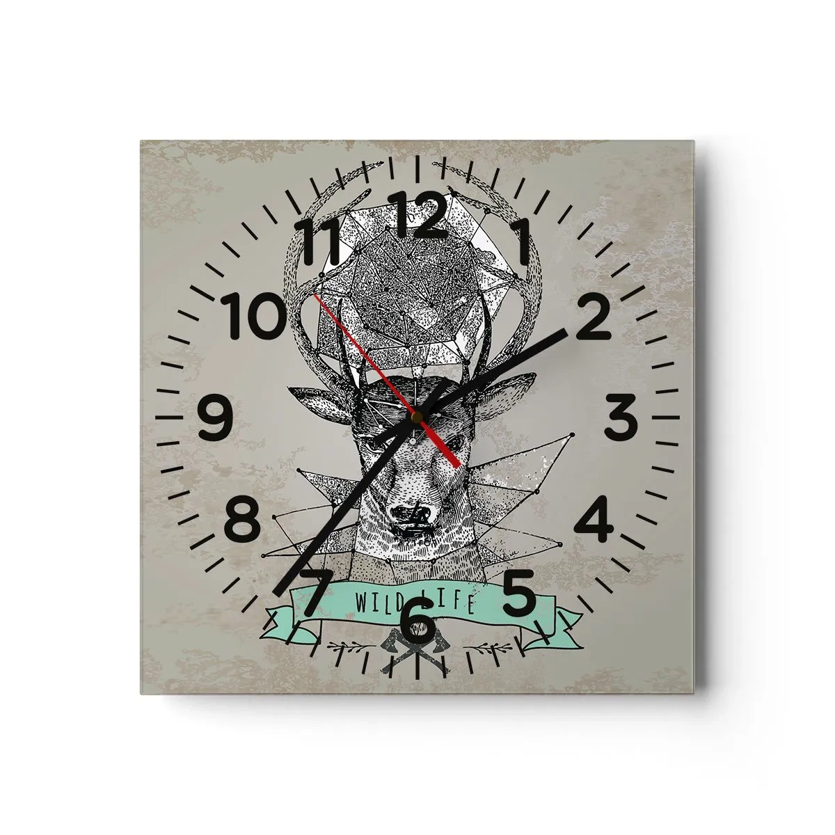 Reloj de pared - Reloj de vidrio - Visión de San Huberto - 30x30 cm