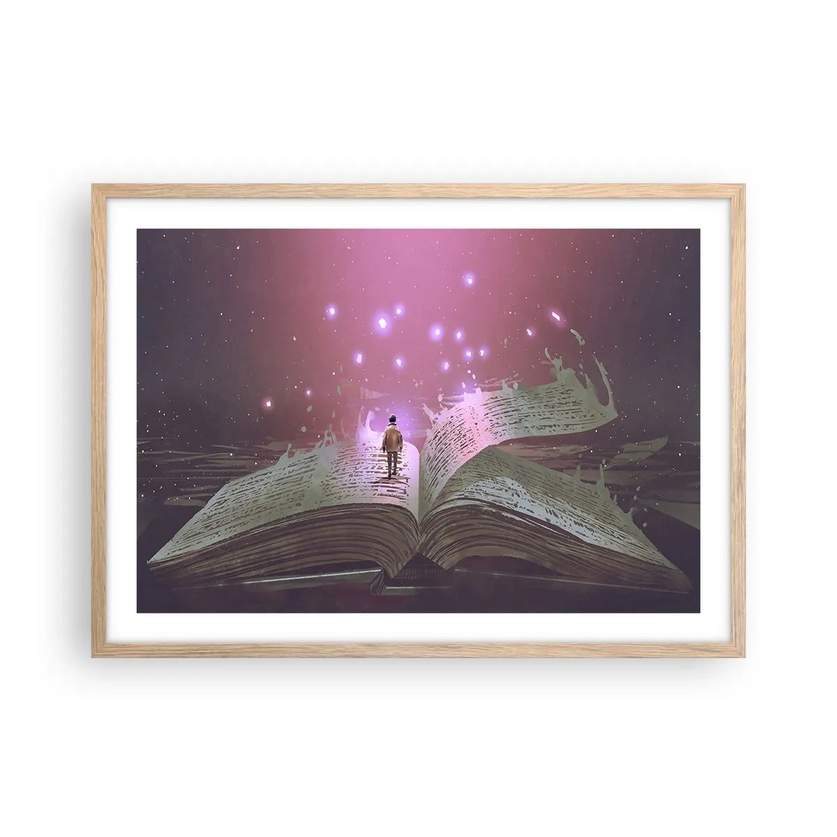 Póster en marco roble claro - Una invitación a otro mundo - 70x50 cm