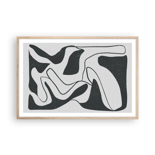 Póster en marco roble claro - Juego abstracto en un laberinto - 91x61 cm