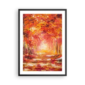 Póster en marco negro - Una pintoresca avenida en colores otoñales. - 50x70cm - Bosque de cobre - Decoración de pared moderna para salón y dormitorio ARTTOR
