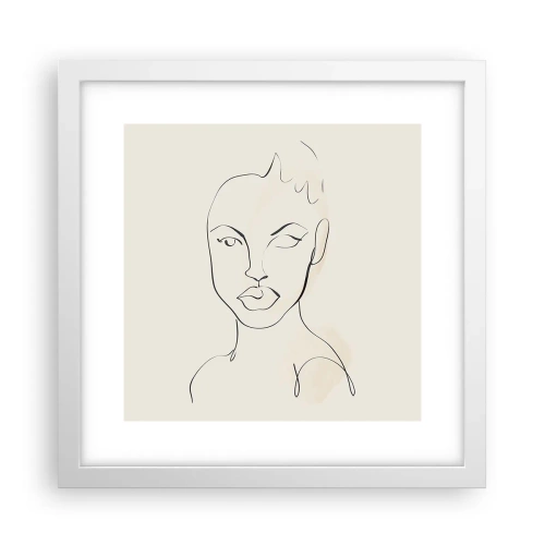 Póster en marco blanco - Un esbozo de sensualidad - 30x30 cm