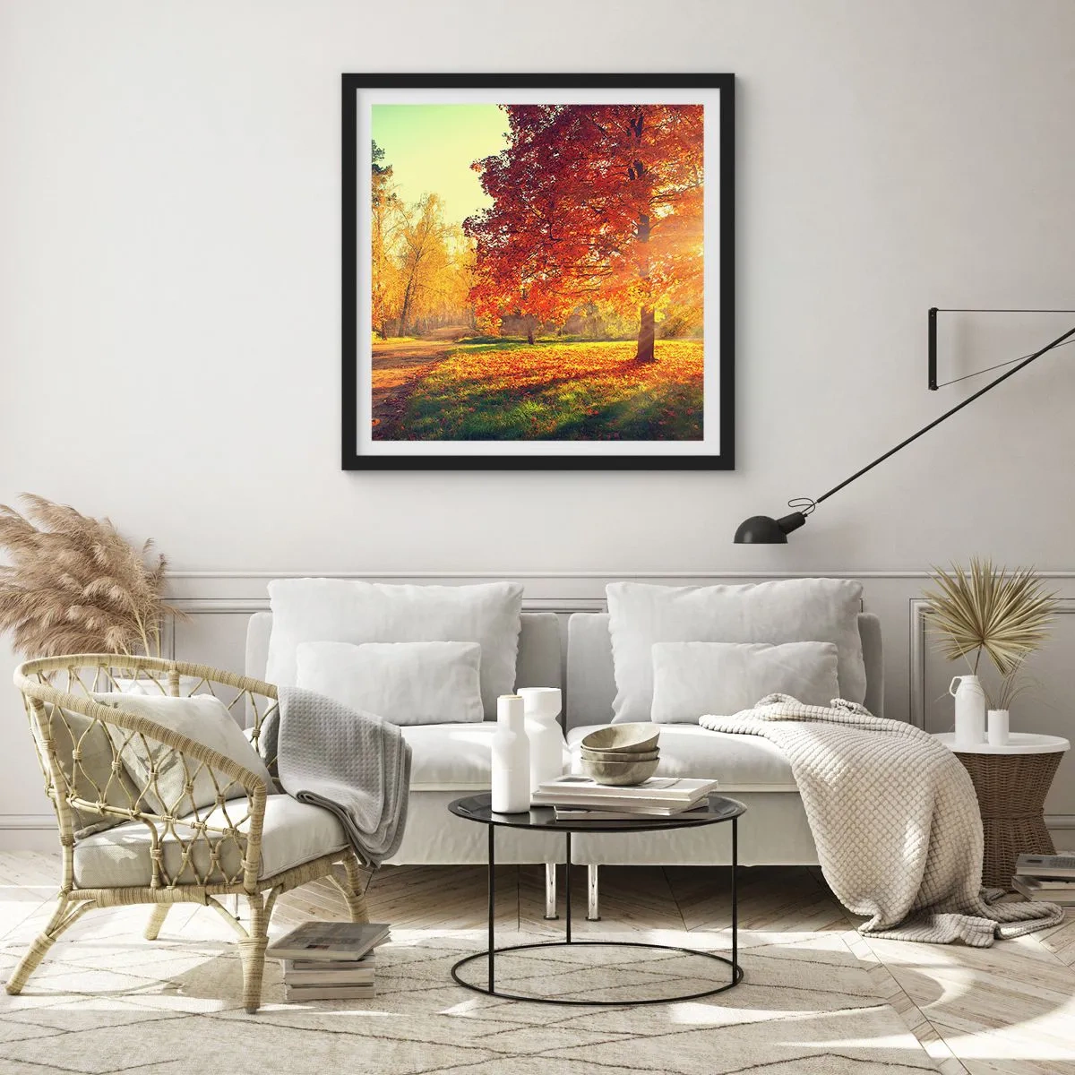 Póster en marco negro - El rojo es hermoso - 30x30 cm