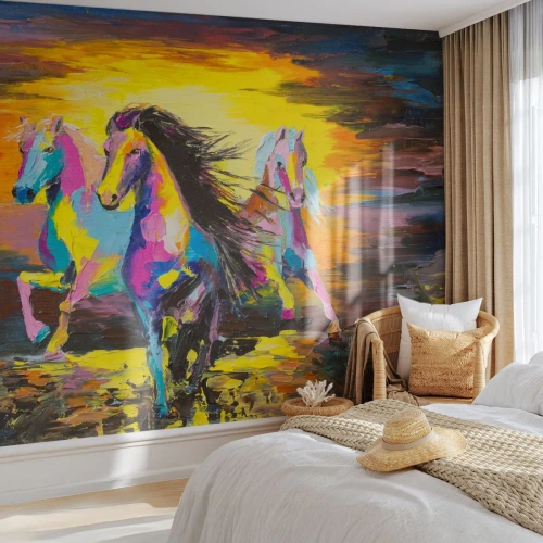 Fotomural Premium Canvas - Sumergido en un arco iris - animales, Caballos, Libertad - 250x175 cm