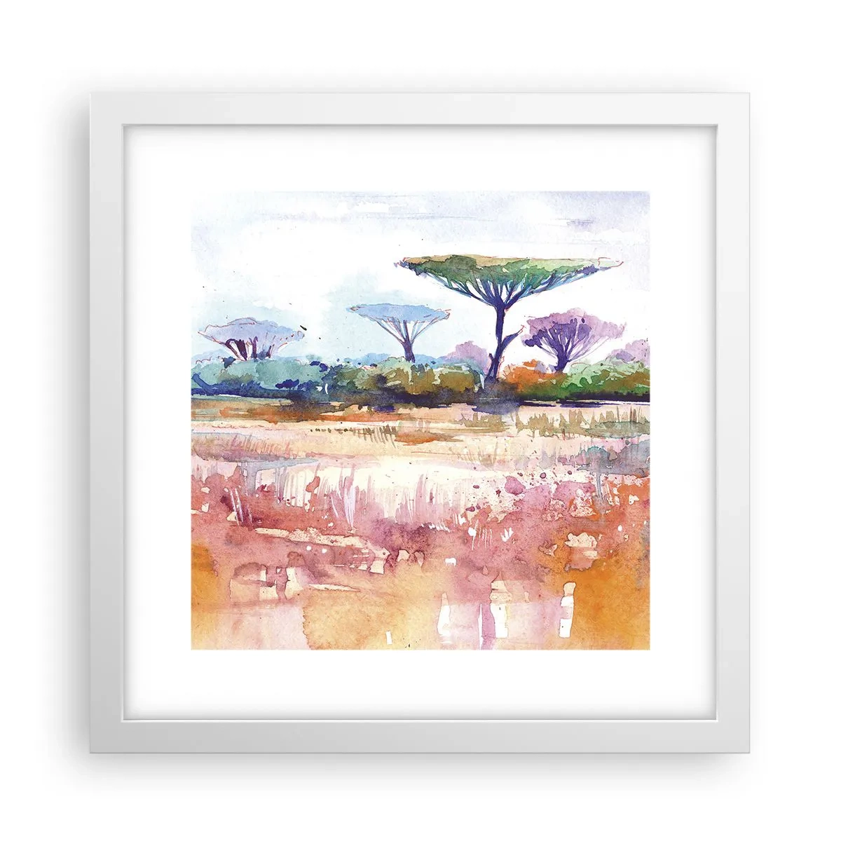 Póster en marco blanco - Colores de la sabana - 30x30 cm
