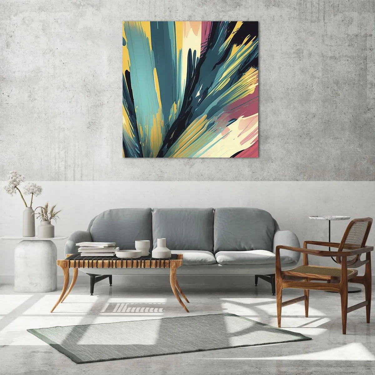 Cuadro sobre vidrio - Impresiones sobre Vidrio - Composición - una explosión de alegría - 30x30 cm