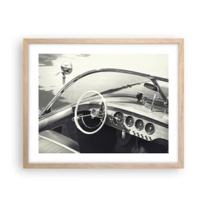 Póster en marco roble claro - Tiempo para los ricos - 50x40 cm