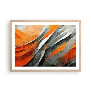 Póster en marco roble claro - Calor y frío - 70x50 cm