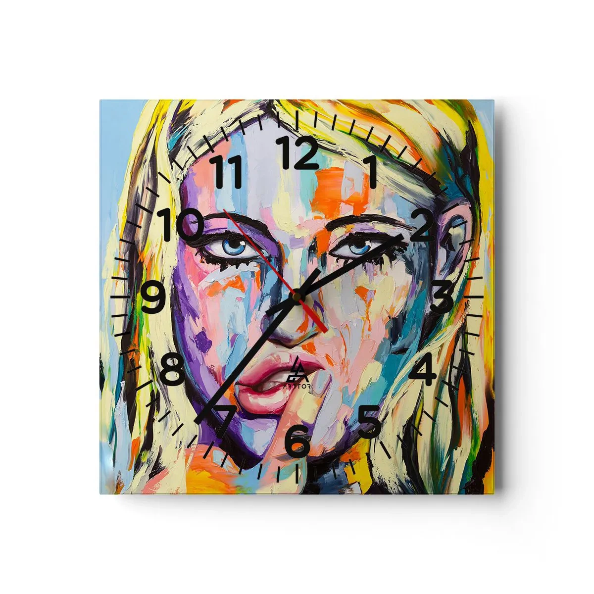 Reloj de pared - Reloj de vidrio - Mírala a los ojos - 40x40 cm