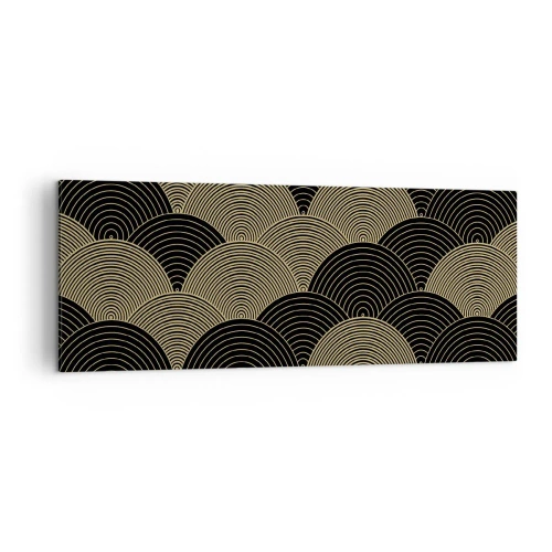 Cuadro sobre lienzo - Impresión de Imagen - Patrón Art Déco con semicírculos y líneas doradas. - 140x50cm - Multiplicación de la unidad - Decoración de pared moderna para salón y dormitorio ARTTOR