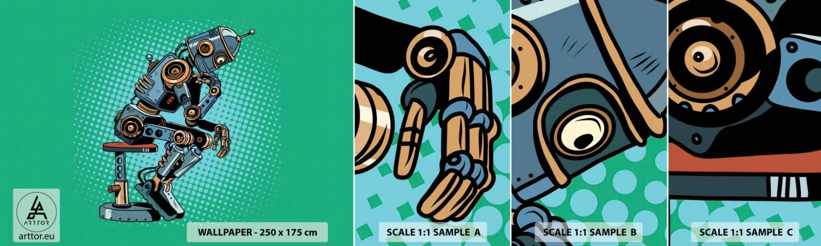 Muestra De Fotomural Standard Eco - Sobre la esencia del ser - Abstracción, robot inteligente, Para niños - 100x30 cm