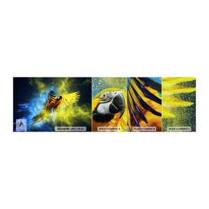 Muestra de fotomural Premium Canvas - En polvo azul y dorado - Loro, Abstracción, Pedazo - 100x30 cm