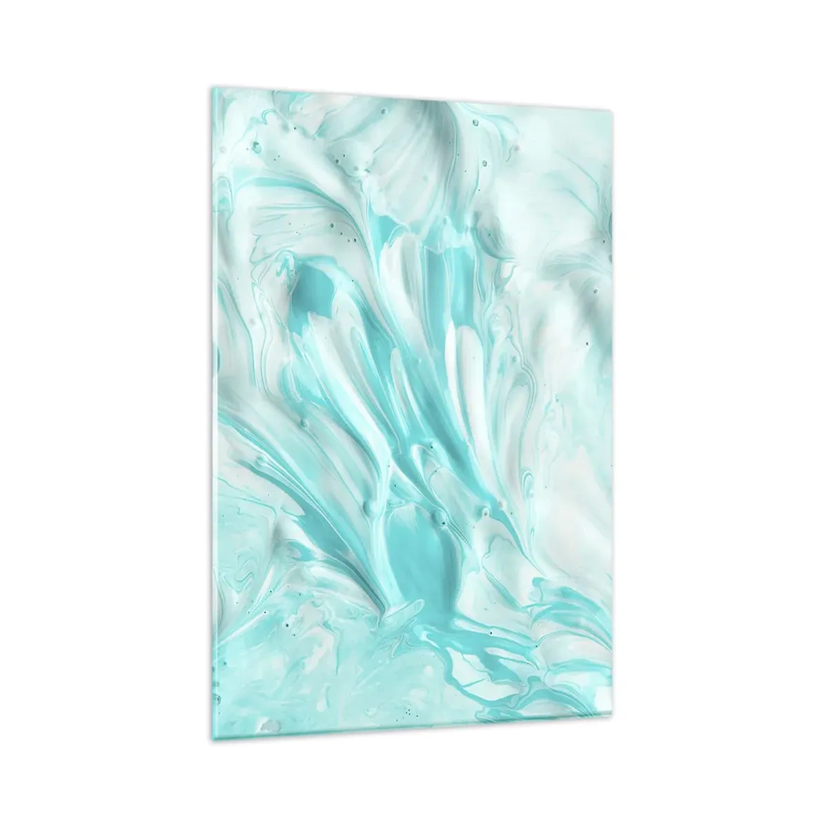 Cuadro sobre vidrio - Impresiones sobre Vidrio - Un motivo abstracto en tonos pastel de azul y blanco. - 80x120cm - Juntos para siempre - Decoración de pared moderna para salón y dormitorio ARTTOR