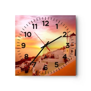 Reloj de pared - Reloj de vidrio - Blanco y dorado - 30x30 cm