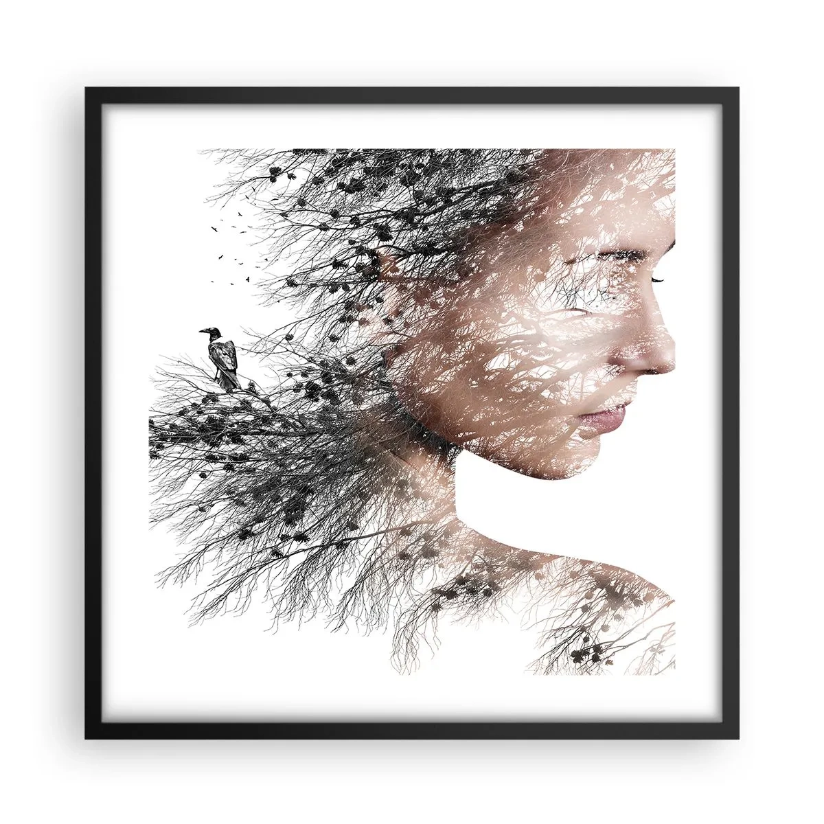 Póster en marco negro - Espíritu del bosque - 50x50 cm
