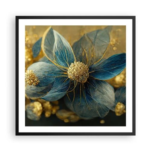 Póster en marco negro - Flor de oro - 60x60 cm