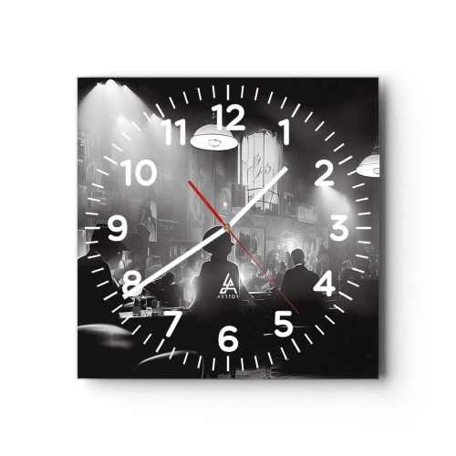 Reloj de pared - Reloj de vidrio - En clave de jazz - 30x30 cm