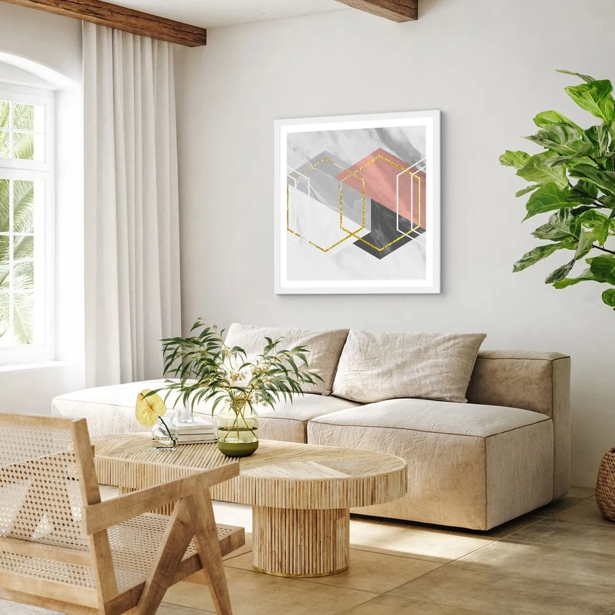 Póster en marco blanco - Composición en cadena - 60x60 cm