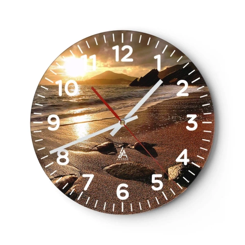 Reloj de pared - Reloj de vidrio - Sigue el sol hacia las colinas - 40x40 cm