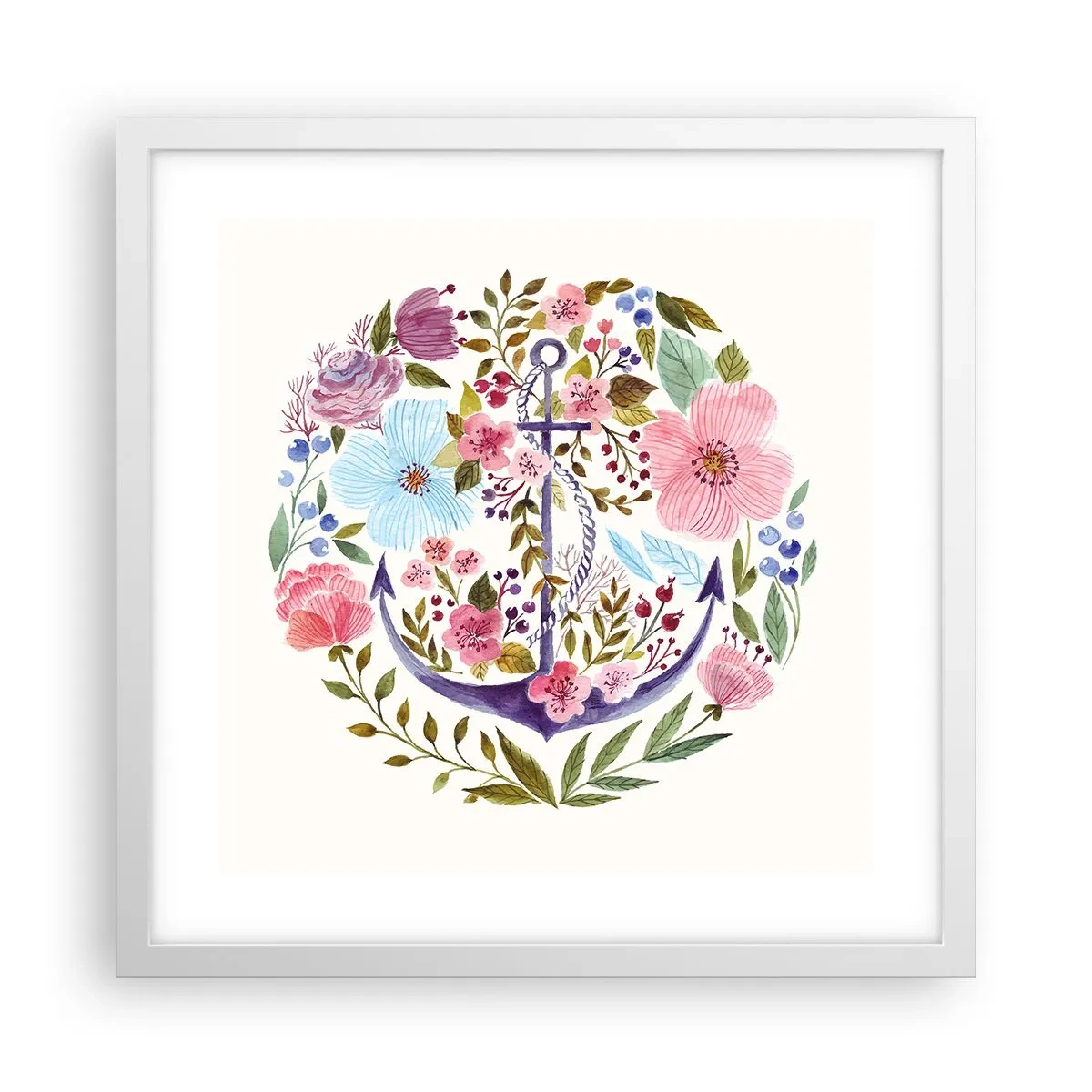 Póster en marco blanco - El sueño reparador de un marinero - 40x40 cm