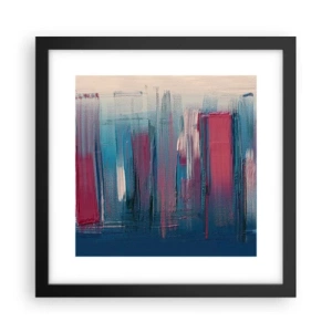 Póster en marco negro - Composición vertical en azul y rojo - 30x30 cm