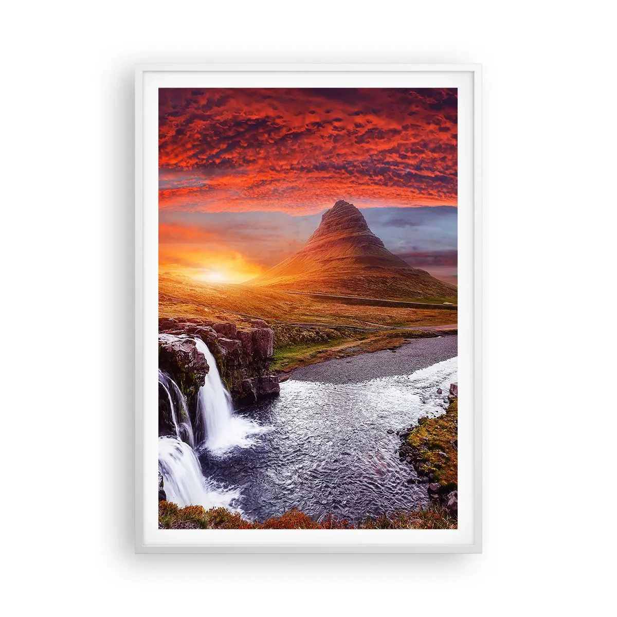 Póster en marco blanco - Una vista de la Tierra Media - 70x100 cm