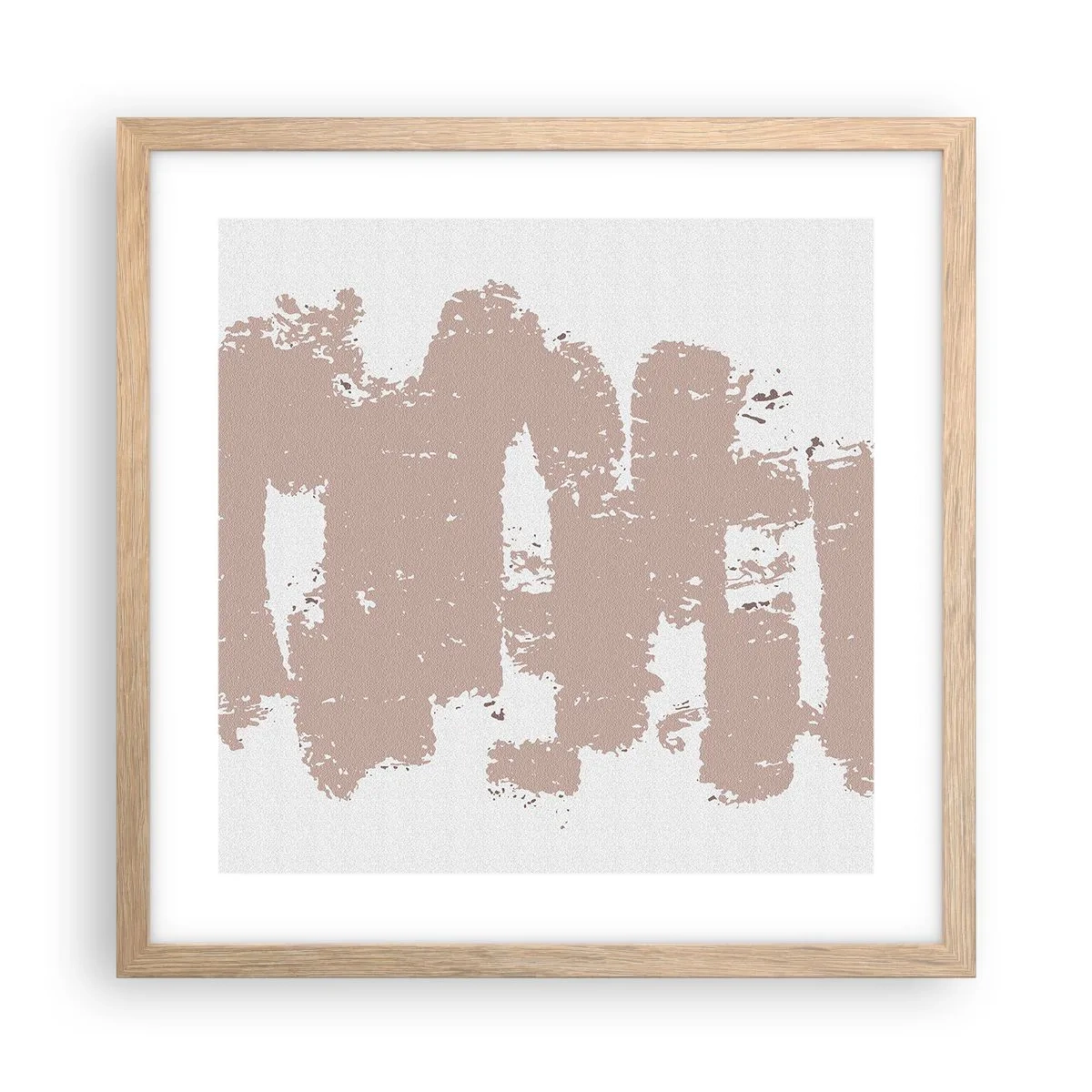 Póster en marco roble claro - Abstracción en rosa suave - 40x40 cm