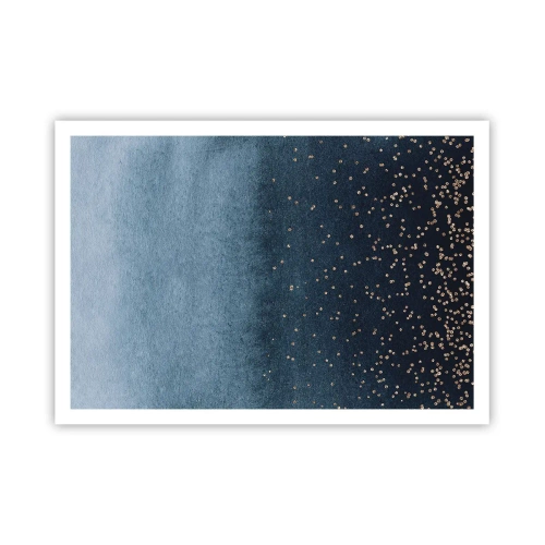 Póster - Degradados azules con sutiles acentos dorados - 100x70cm - Composición - fases azules - Decoración de pared moderna para salón y dormitorio ARTTOR