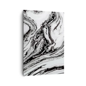 Cuadro sobre lienzo - Impresión de Imagen - Patrón de mármol abstracto en blanco y negro - 70x100cm - Al principio existía el caos - Decoración de pared moderna para salón y dormitorio ARTTOR