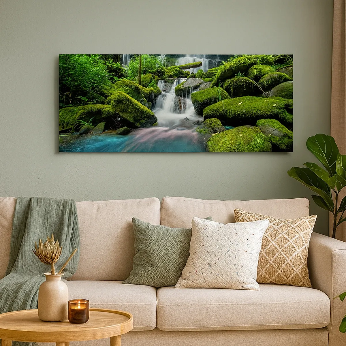 Cuadro sobre lienzo - Impresión de Imagen - Turquesa, zafiro y plata líquida - 30x30 cm