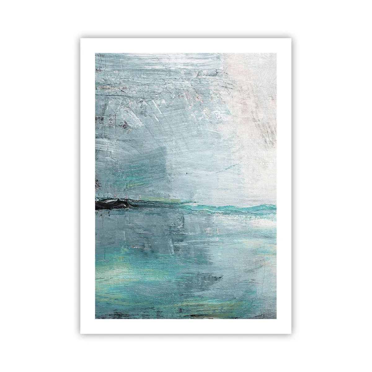 Póster - Paisaje abstracto en tonos azules y grises. - 50x70cm - Horizontalmente sobre el azul - Decoración de pared moderna para salón y dormitorio ARTTOR