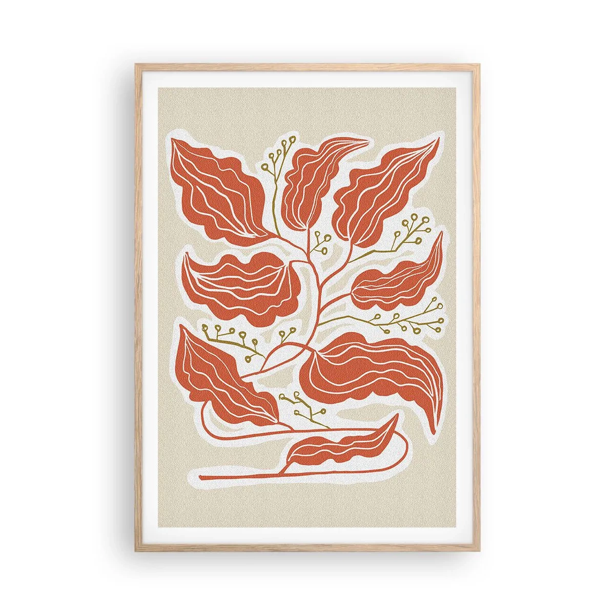 Póster en marco roble claro - Folk y coral - 70x100 cm
