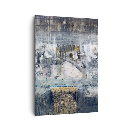 Cuadro sobre lienzo - Impresión de Imagen - Composición abstracta en tonos fríos - 50x70cm - Hielo abstracto - Decoración de pared moderna para salón y dormitorio ARTTOR